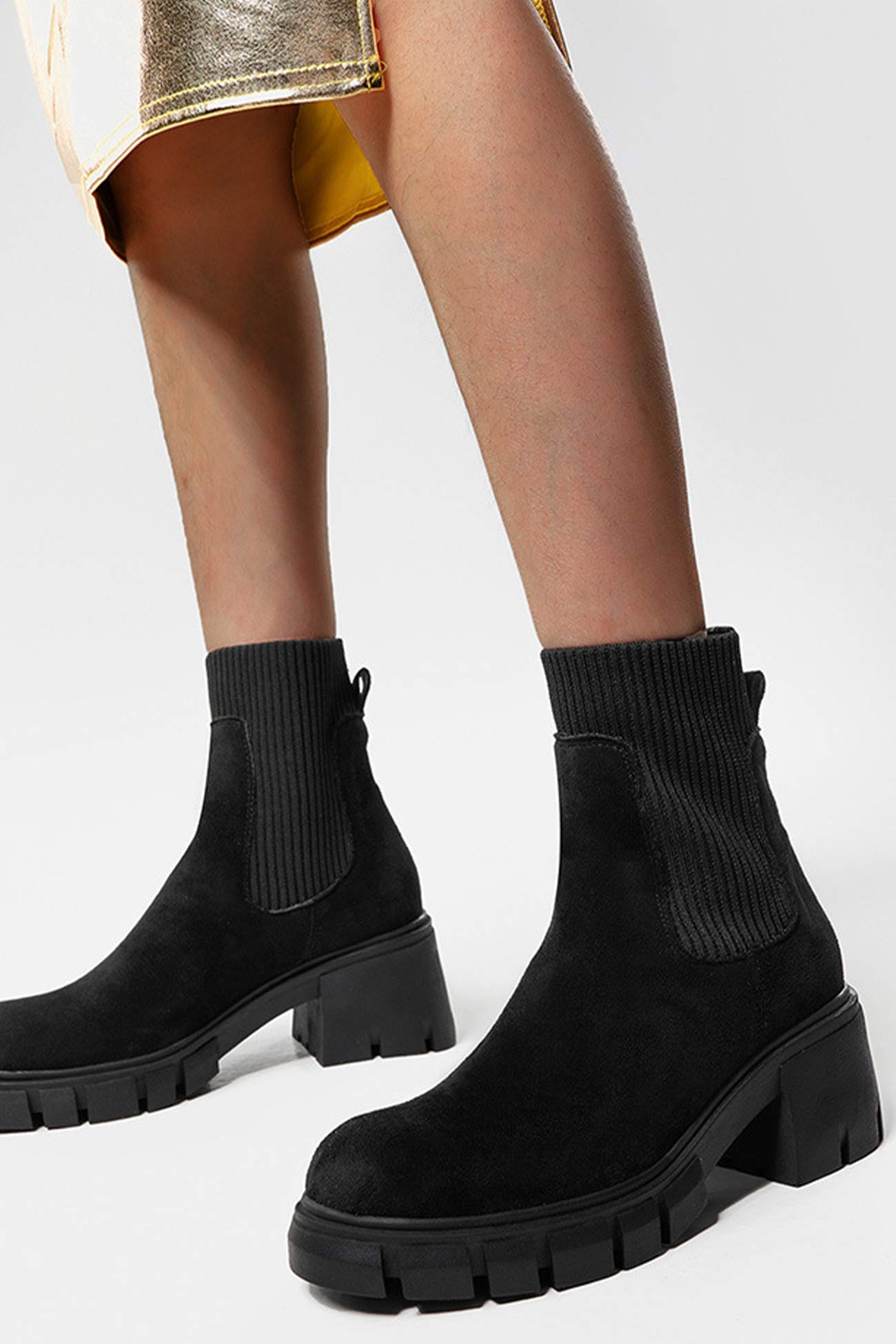 Suede Platform Chelsea Ankle Boots