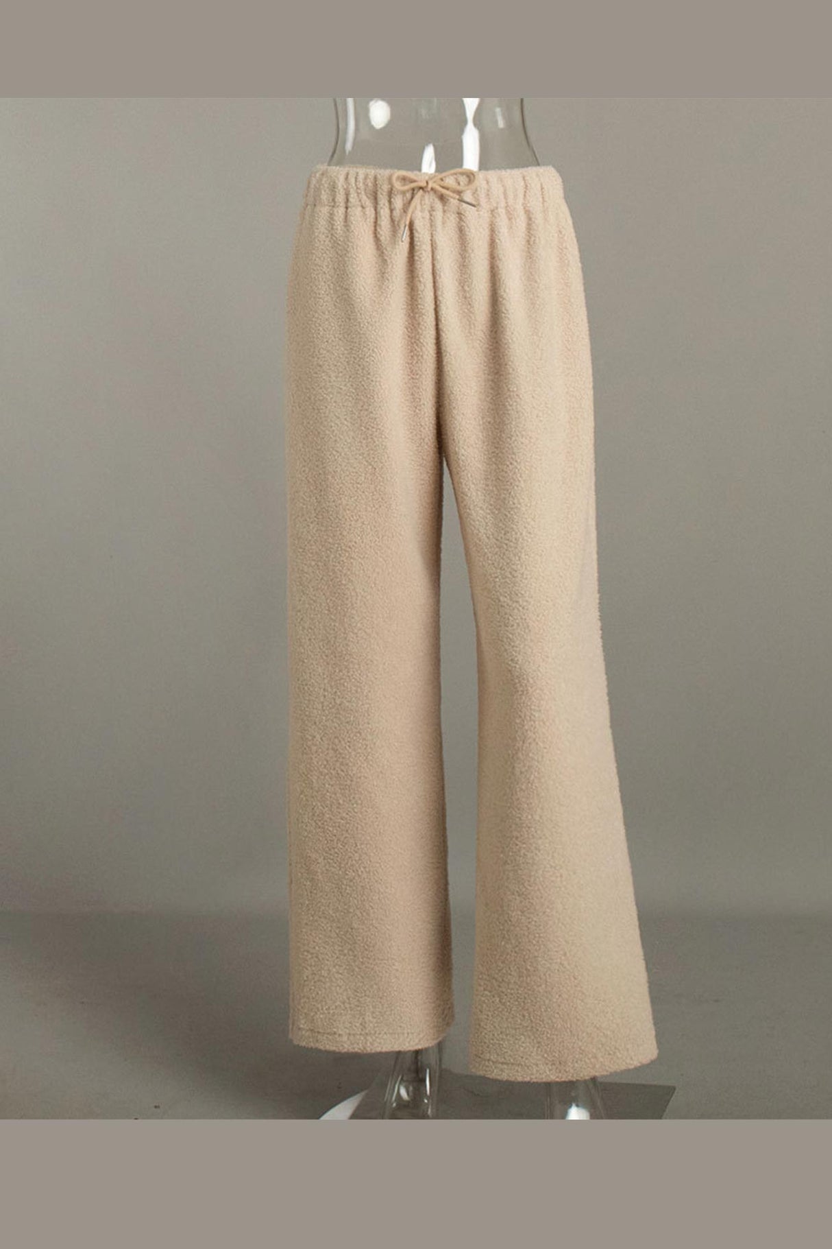 Arolora teddy-boucle-plush-wide-leg-pants