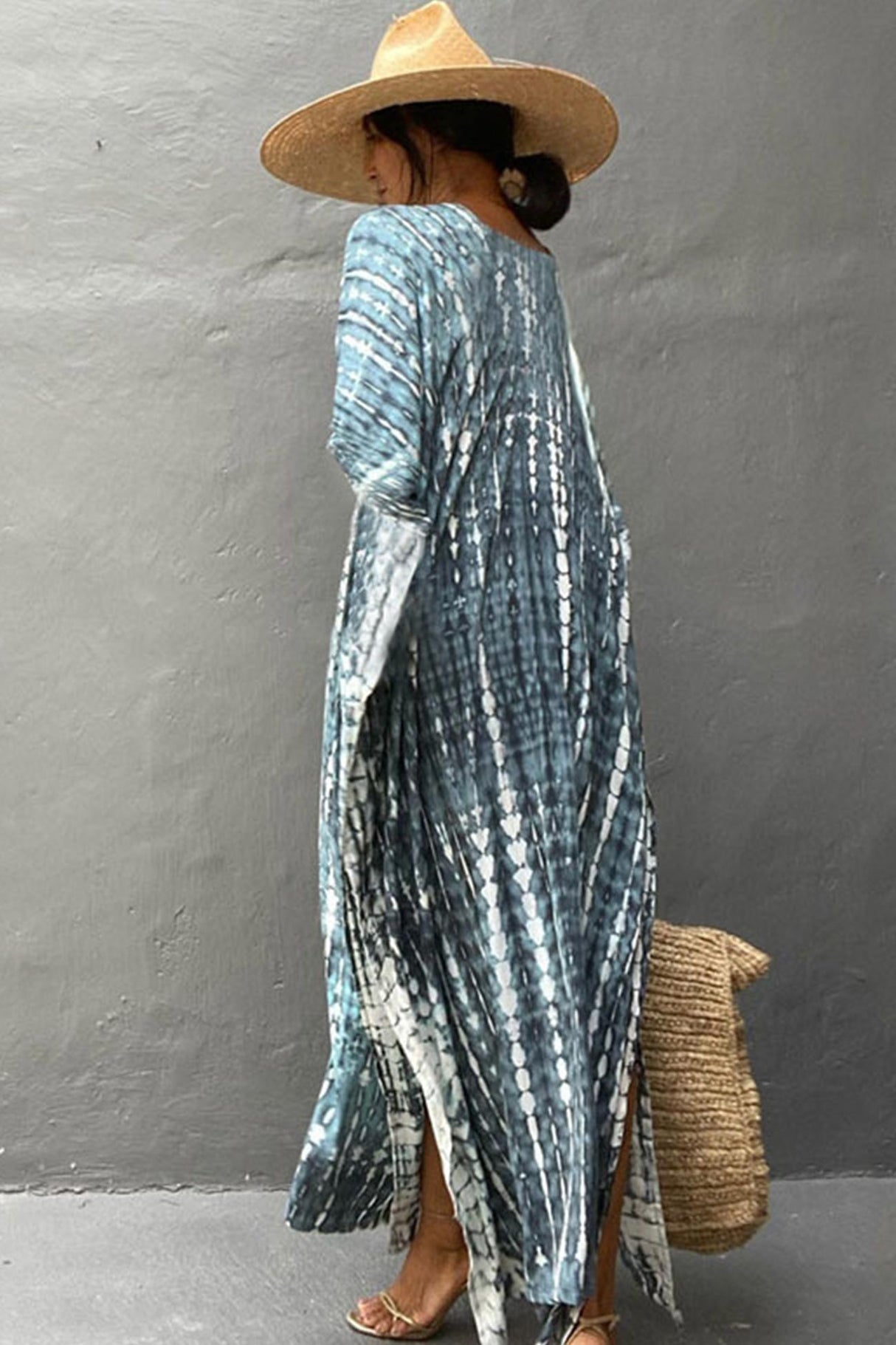 Tie Dye Slit Beach Cover-up Maxi Dress