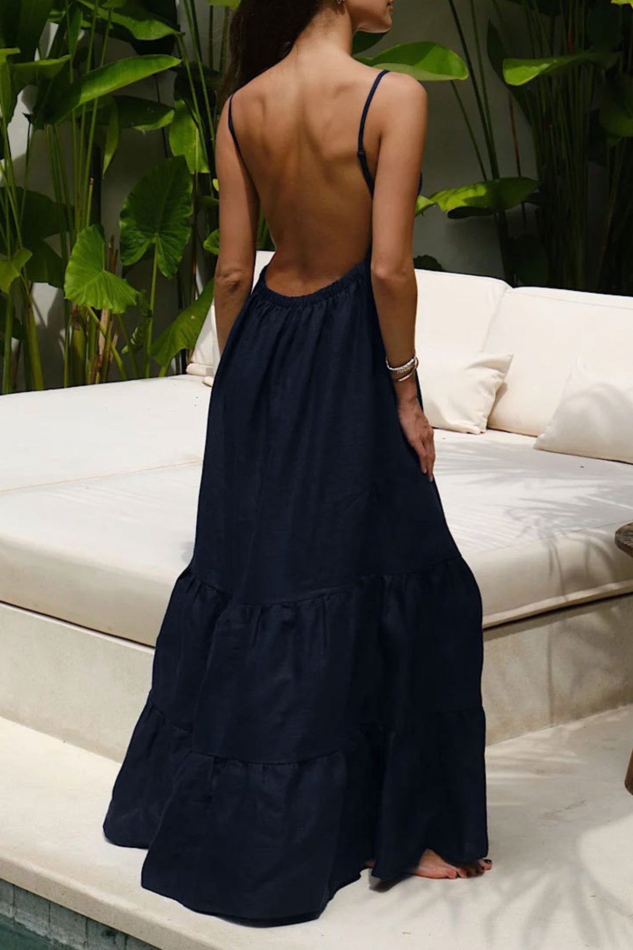 Tie-back Tiered Cotton Cami Dress