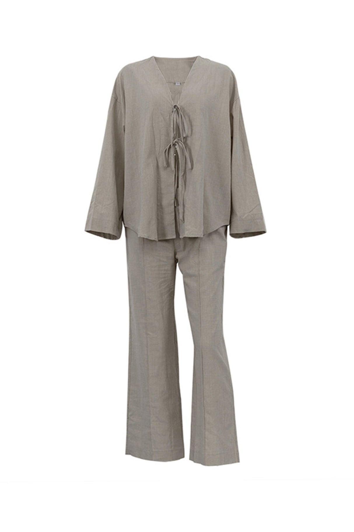 Arolora tie-front-long-sleeve-shirt-cotton-suits