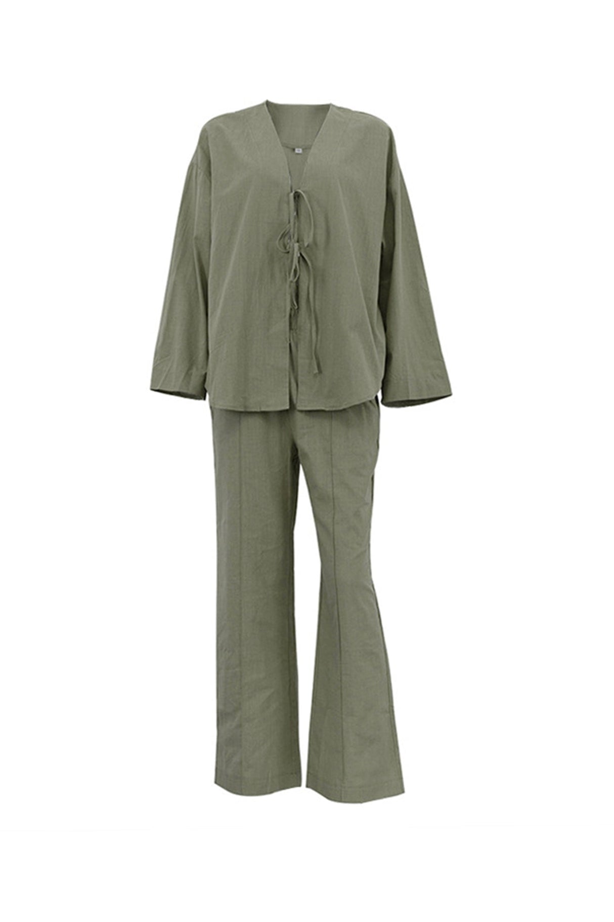 Arolora tie-front-long-sleeve-shirt-cotton-suits