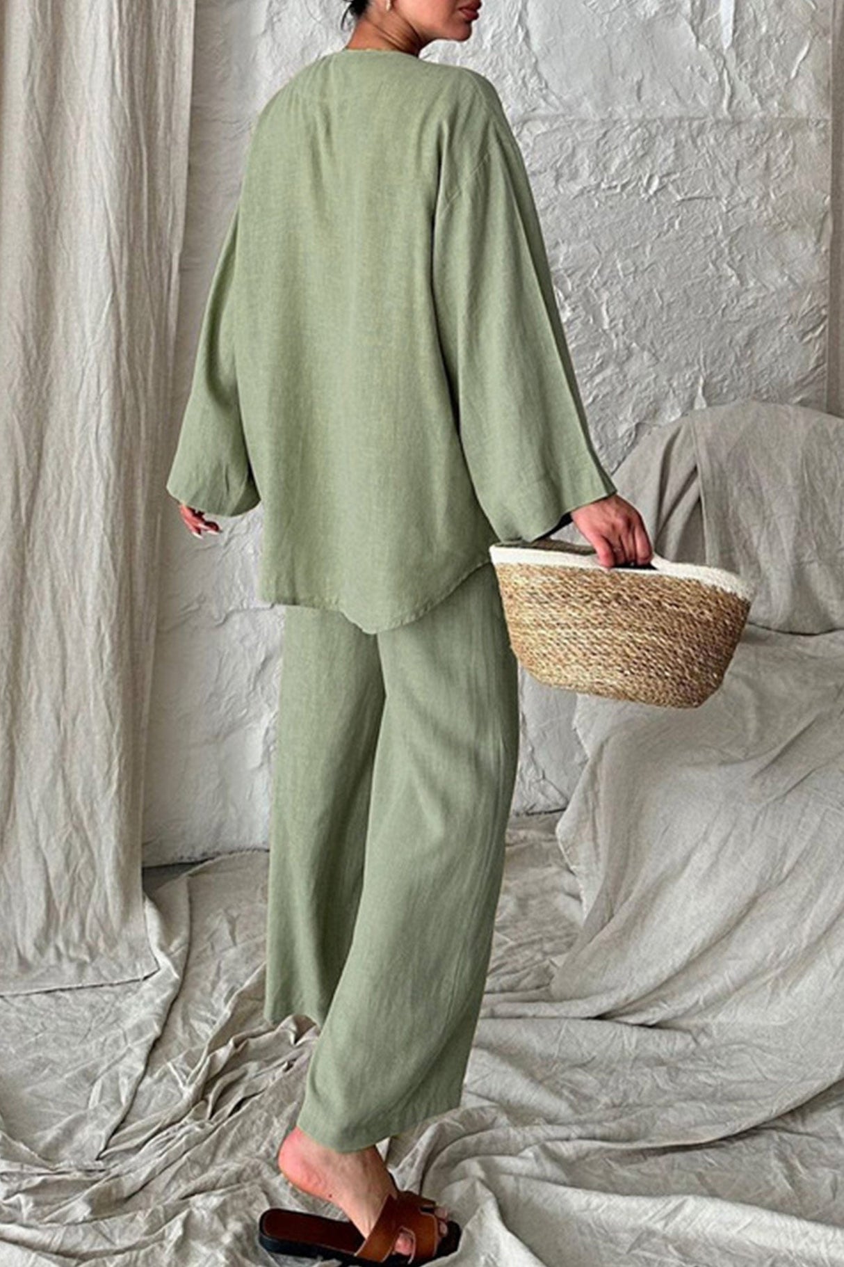 Arolora tie-front-long-sleeve-shirt-cotton-suits