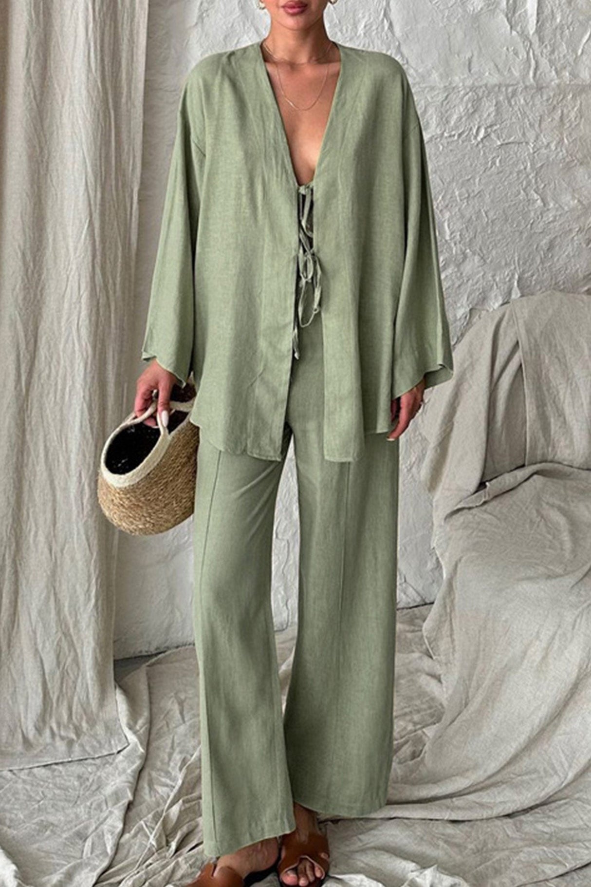 Arolora tie-front-long-sleeve-shirt-cotton-suits