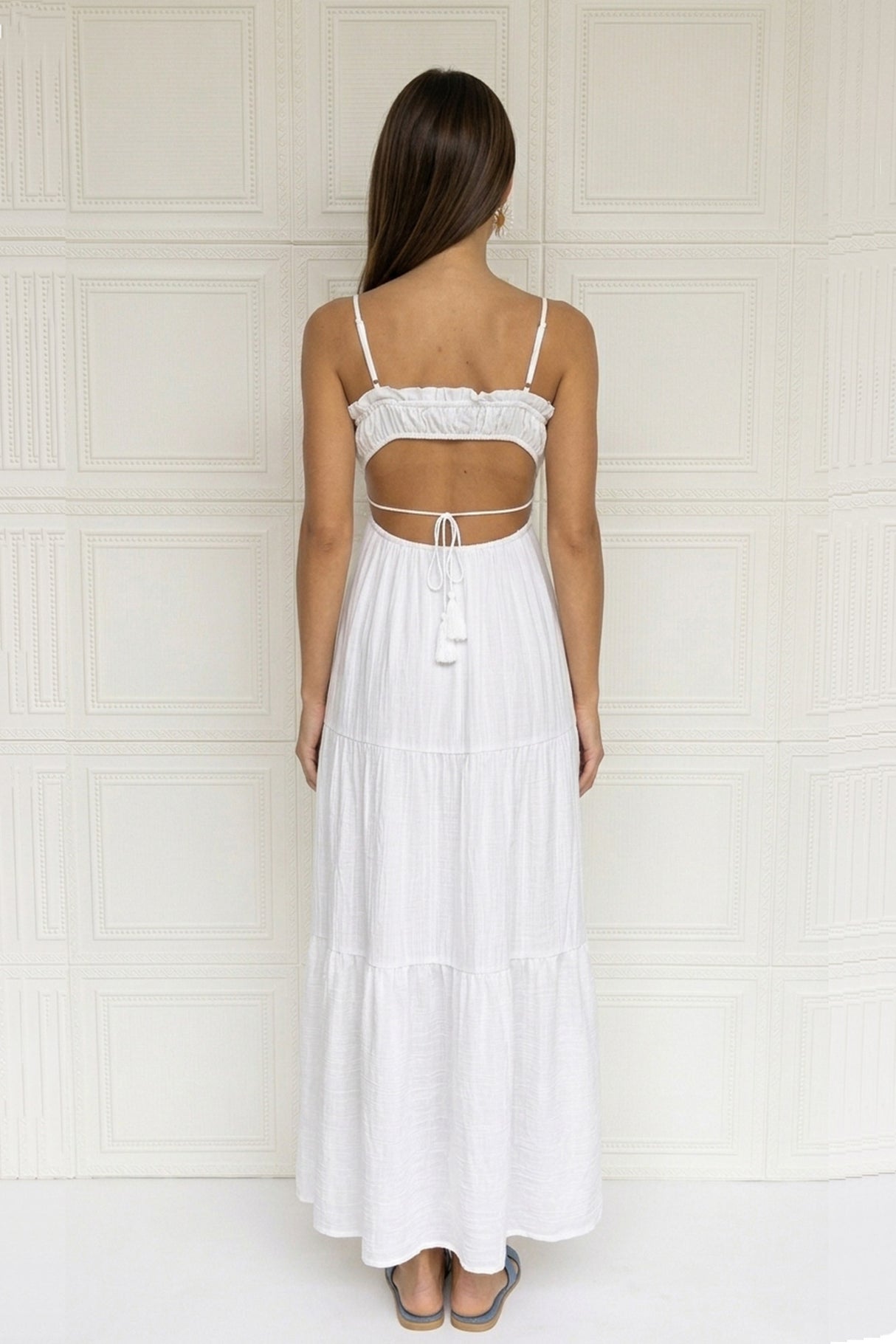 Tie-up Cutout Tiered Cami Dress