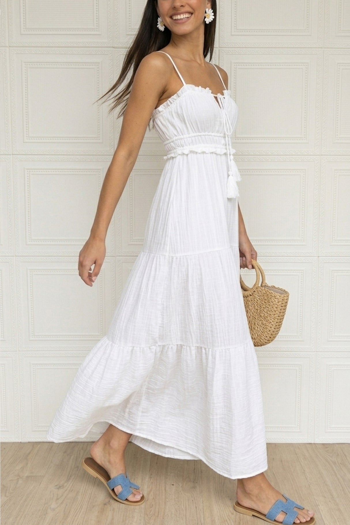 Tie-up Cutout Tiered Cami Dress