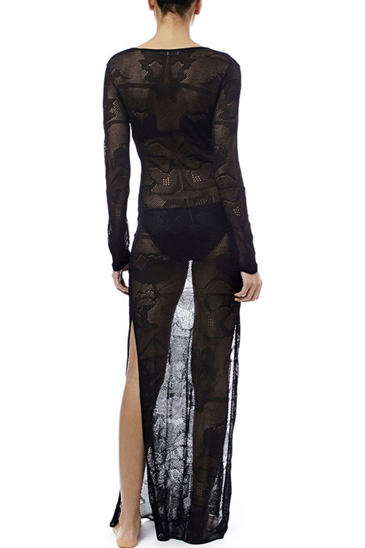 Tie-up Knit Slit Cover-up Dress