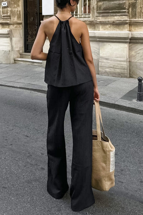 Arolora Tie-up Vest Long Pants Set