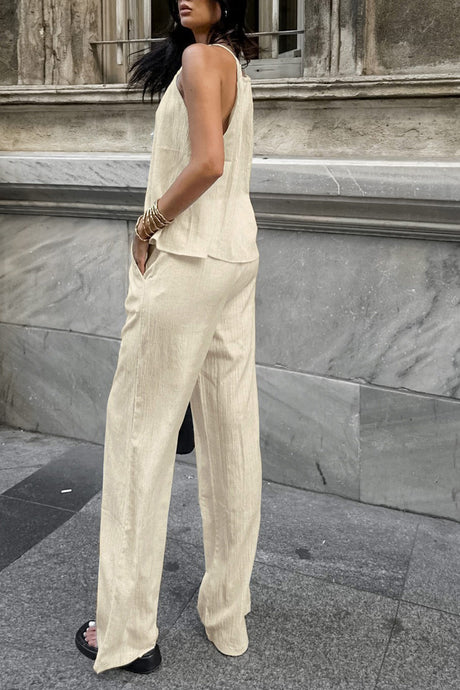 Arolora Tie-up Vest Long Pants Set