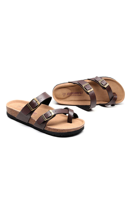 Arolora Toe Ring Criss Cross Buckles Thong Sandals