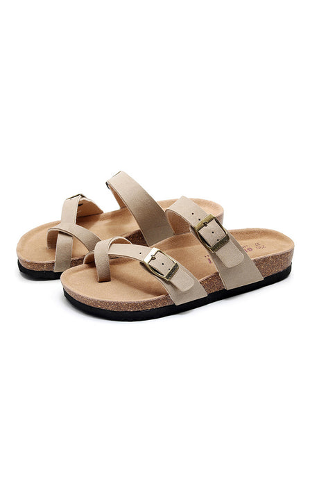 Arolora Toe Ring Criss Cross Buckles Thong Sandals