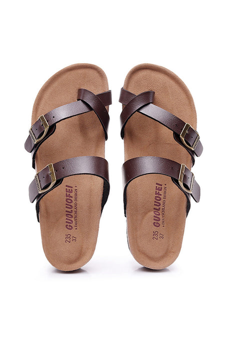 Arolora Toe Ring Criss Cross Buckles Thong Sandals