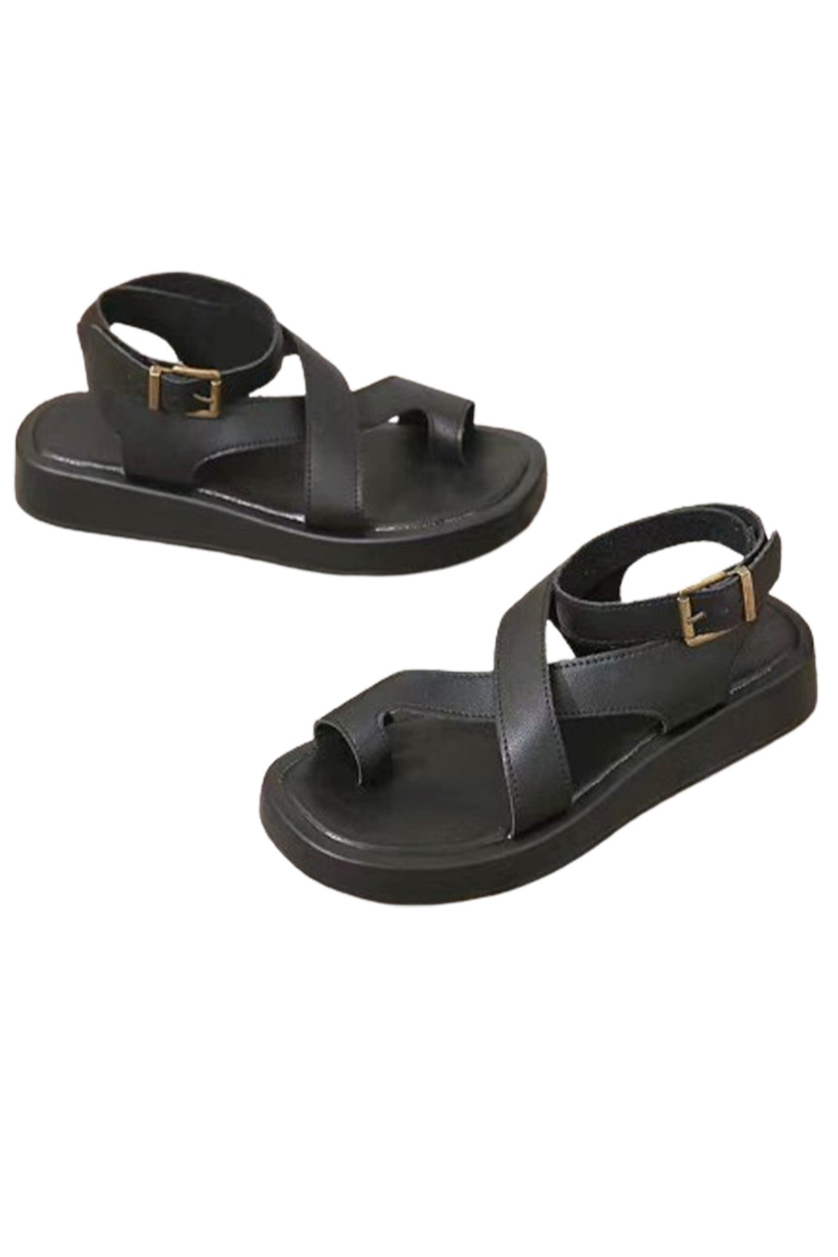 Toe Ring Ankle Strap Chunky Sandals