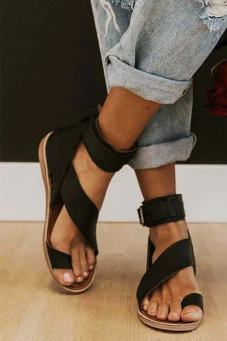 Toe Ring Buckle Strap Flat Sandals