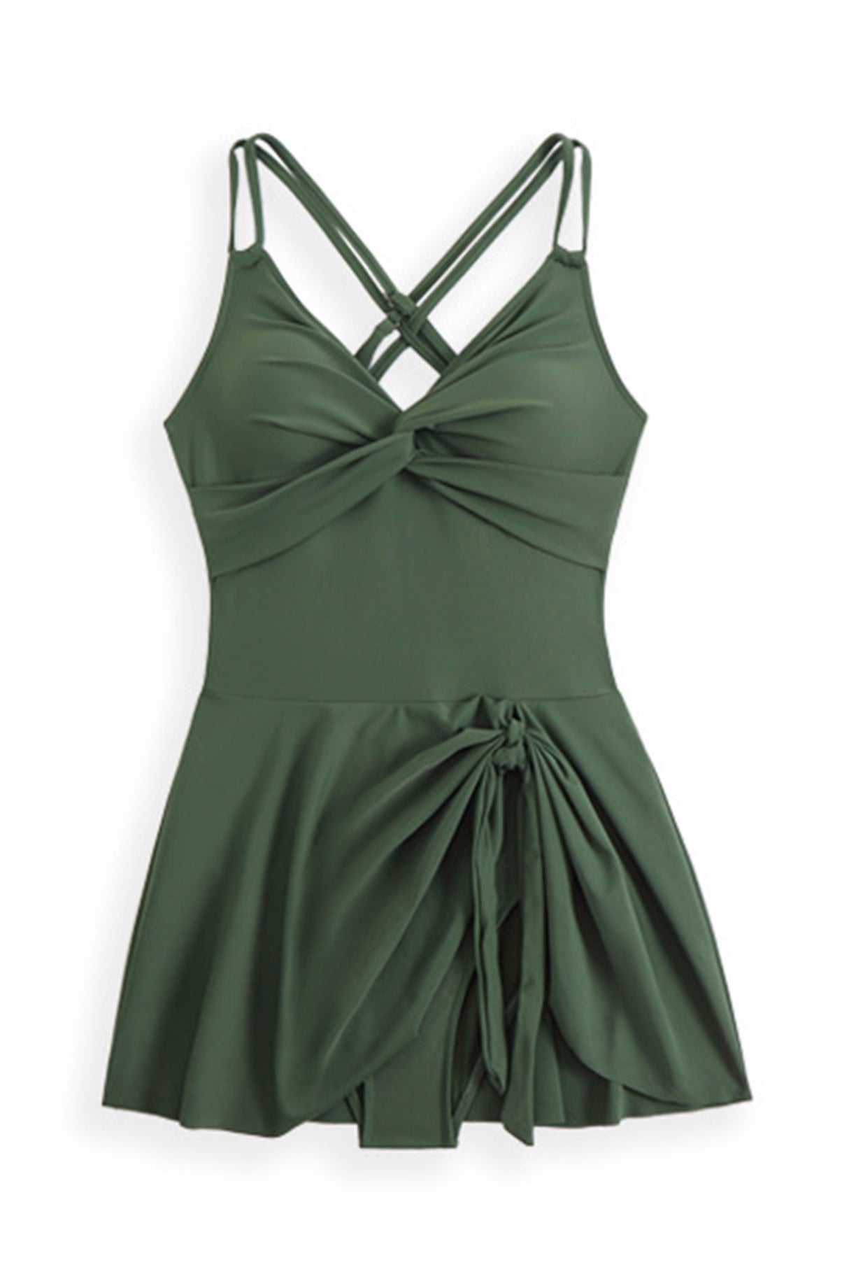 Arolora Twist Front Crossover Skirted One-Piece Swimsuit