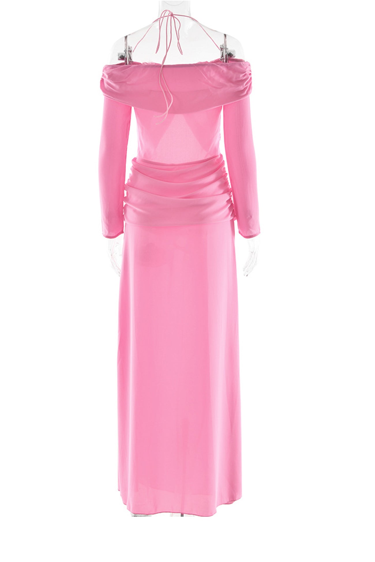 Arolora Twisted Off-shoulder Cutout Chiffon Maxi Dress