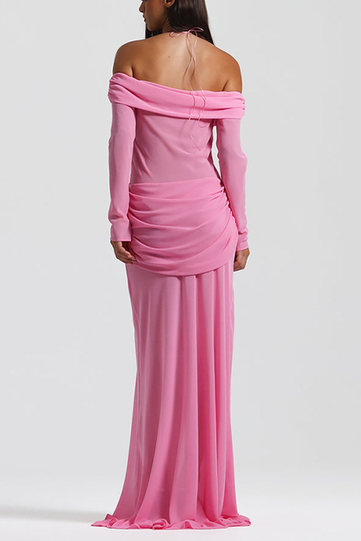 Arolora Twisted Off-shoulder Cutout Chiffon Maxi Dress