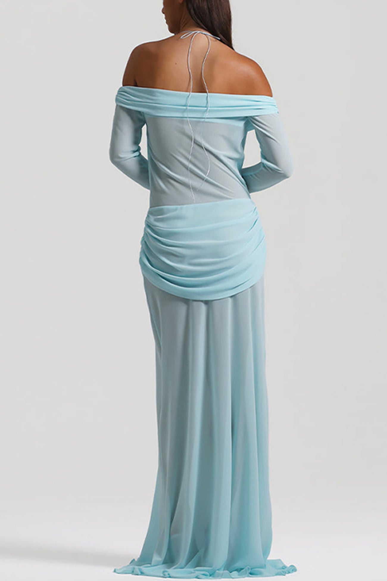 Arolora Twisted Off-shoulder Cutout Chiffon Maxi Dress