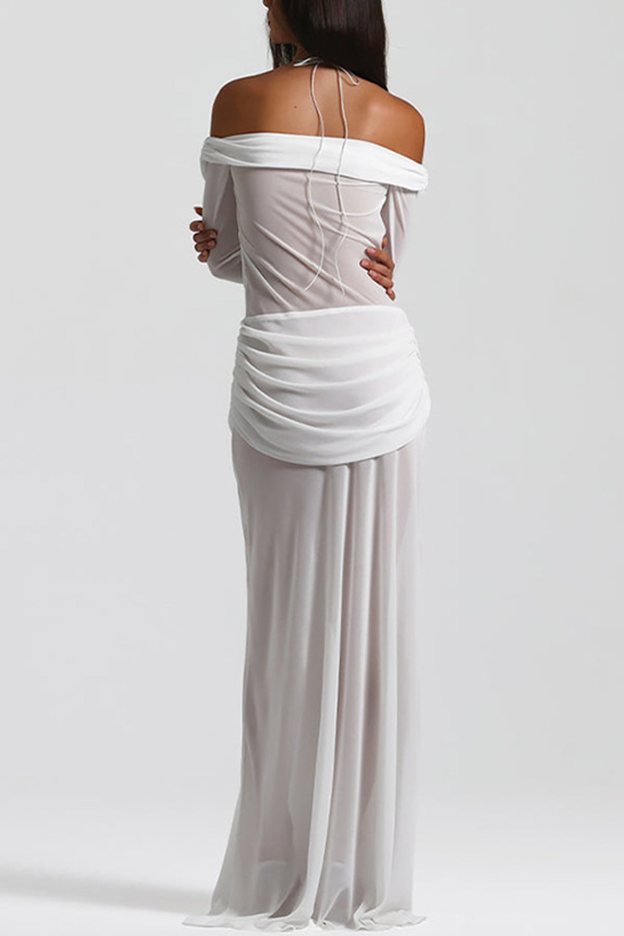 Arolora Twisted Off-shoulder Cutout Chiffon Maxi Dress