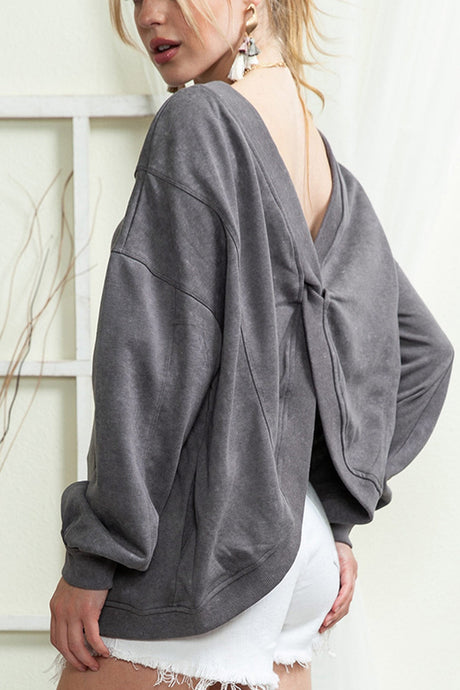 Arolora twisted-back-pocketed-ribbed-tops