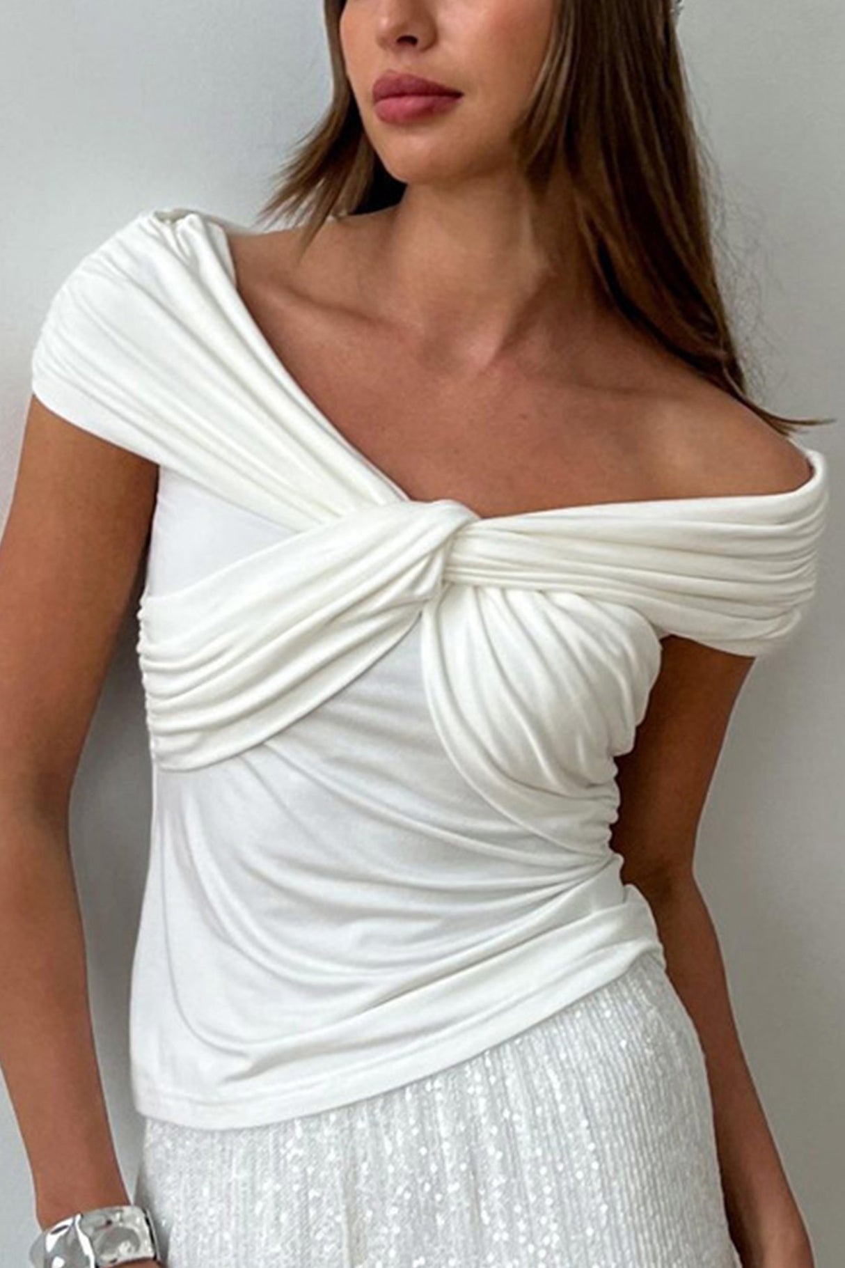 Twisted-front Drop Shoulder Tops