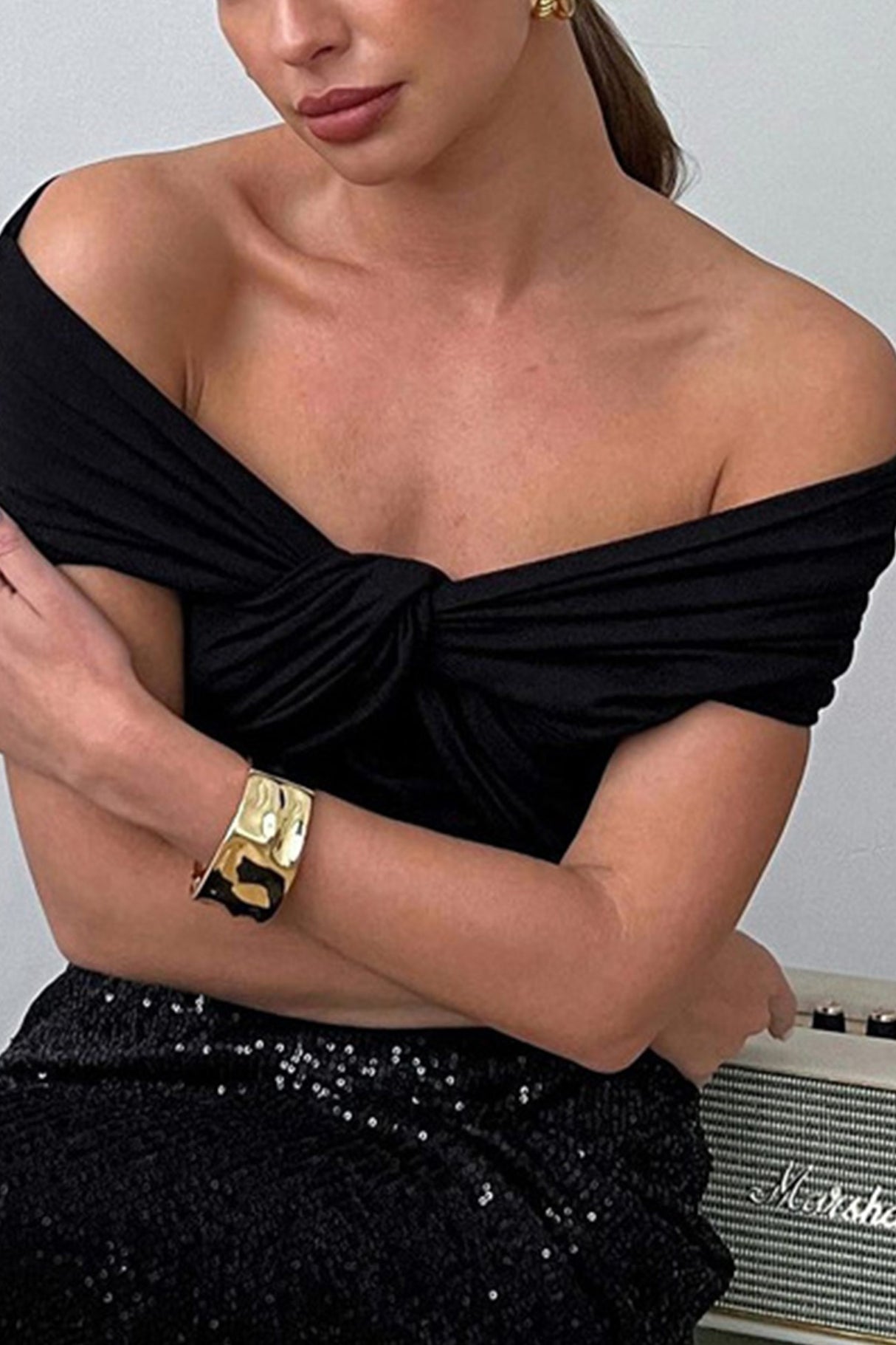 Twisted-front Drop Shoulder Tops