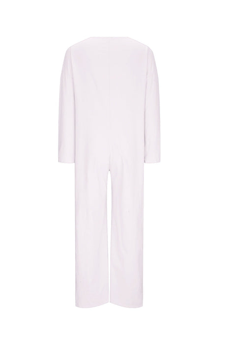 Arolora V Neck Button-up Cotton Linen Baggy Jumpsuits