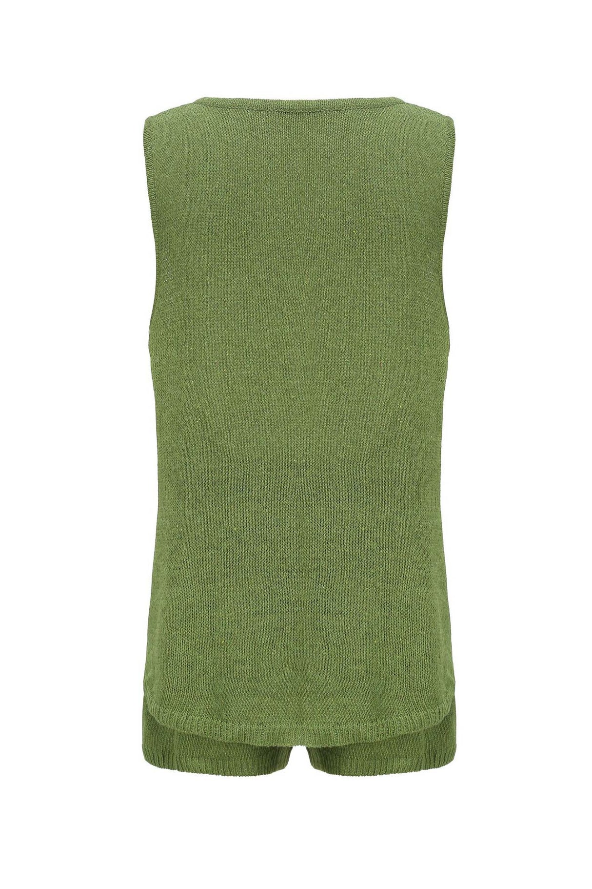 V Neck Knit Tank Top Shorts Suits
