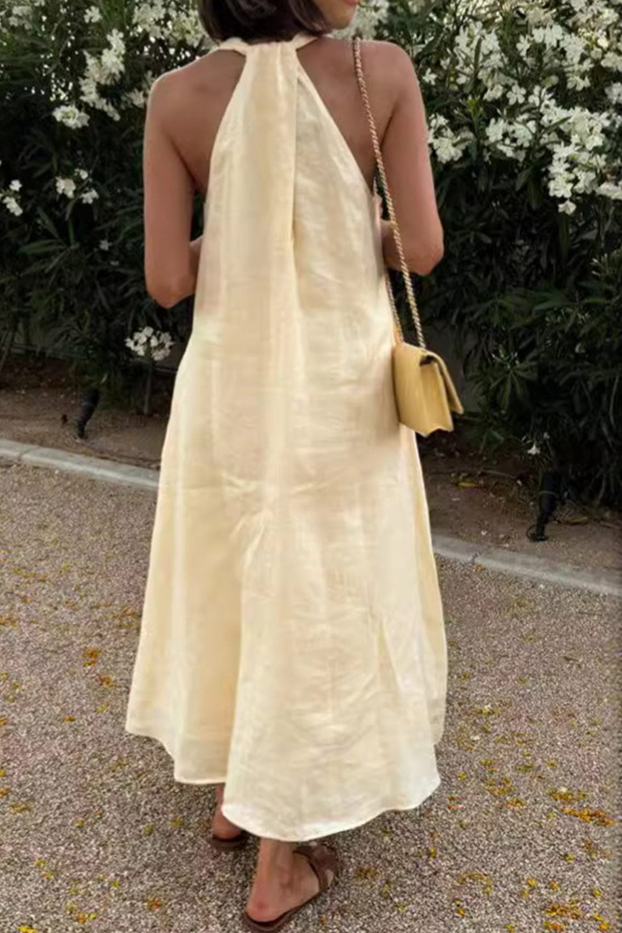 Arolora V Neck Pocketed A-line Sundress