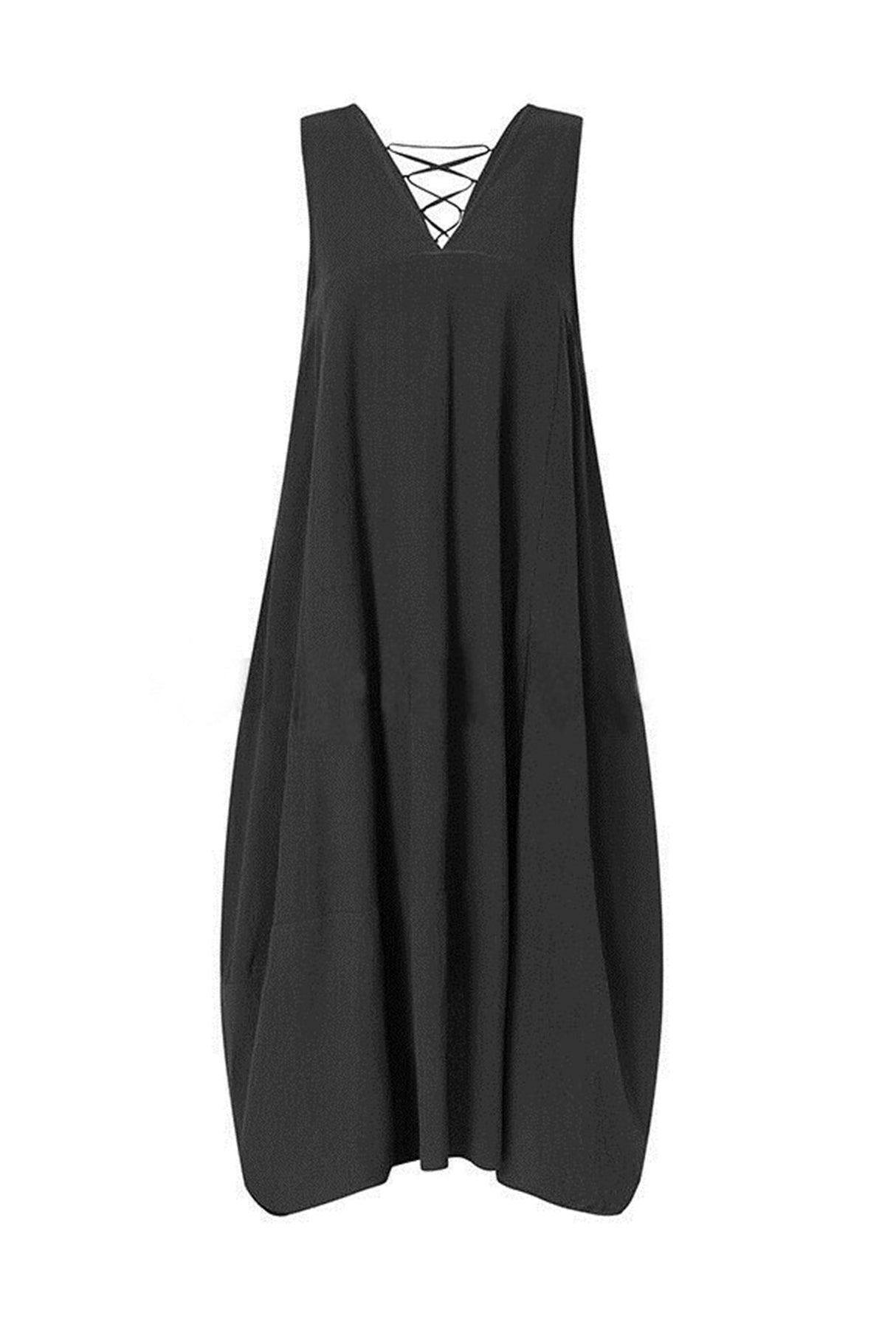 Arolora v-neck-pocketed-large-hem-sundress
