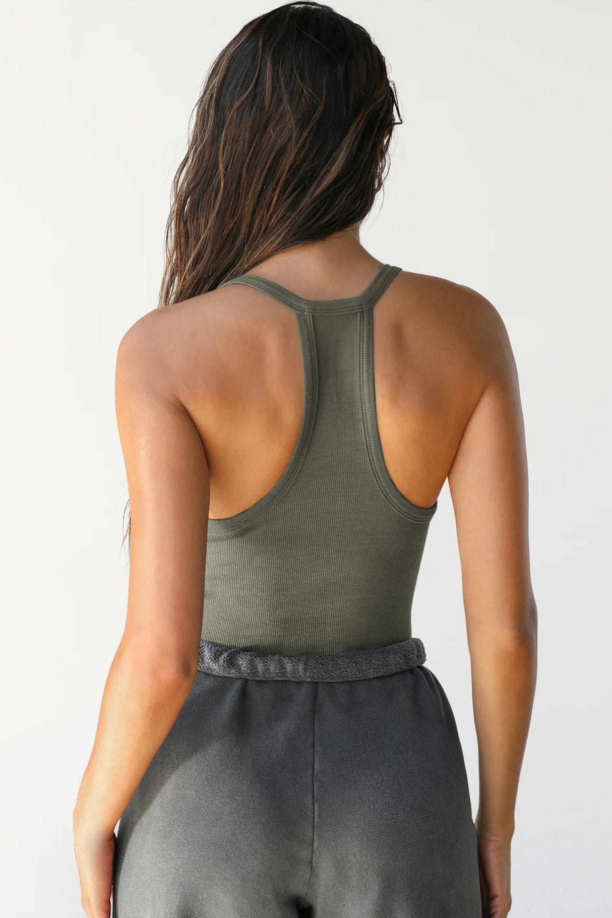 Arolora V Neck Slim Fit Ribbed Cami Vest