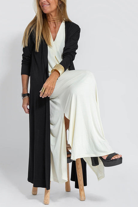 V Neck Tank Dress Long Cardigan Suits
