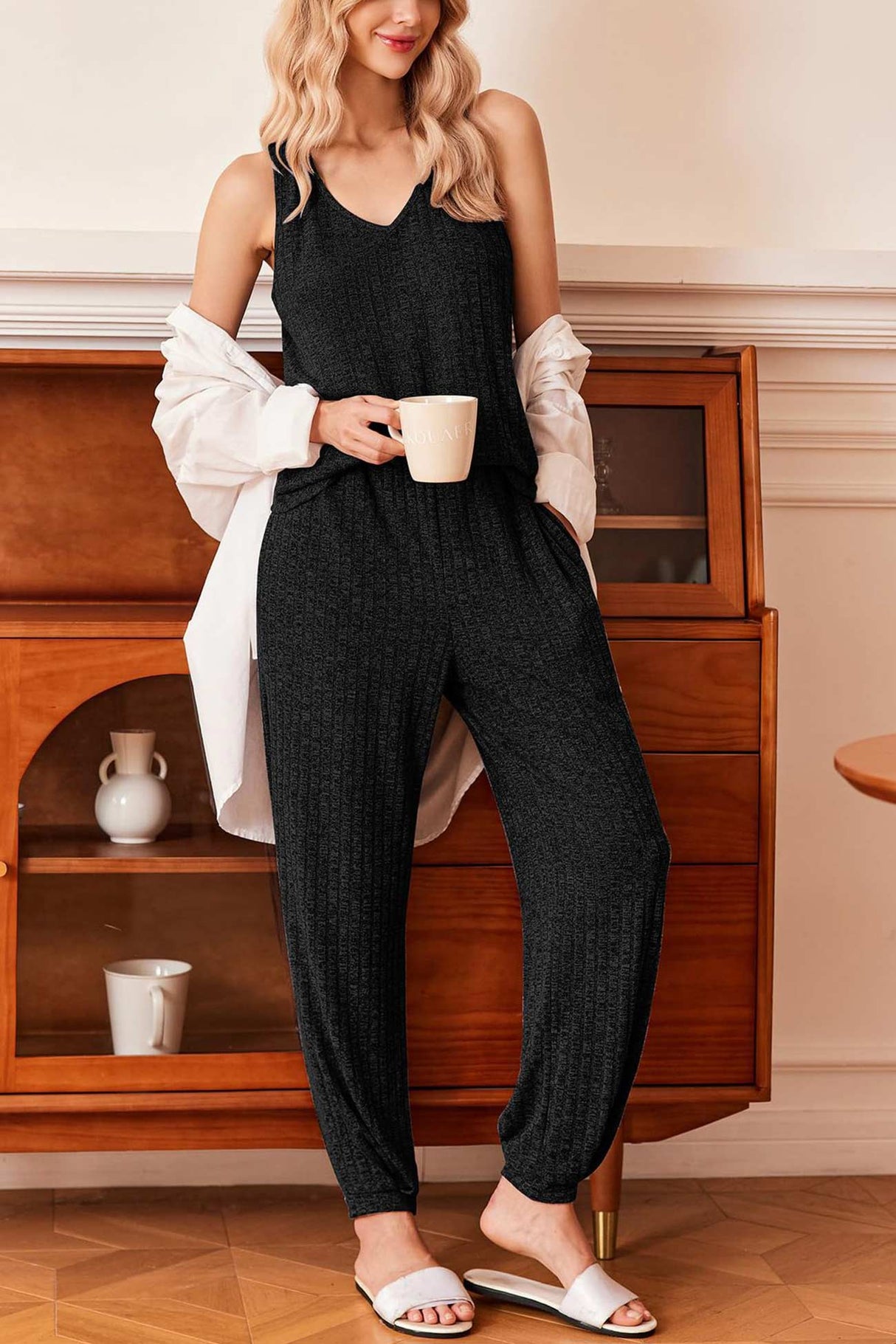 V Neck Tank Top Knit Suits