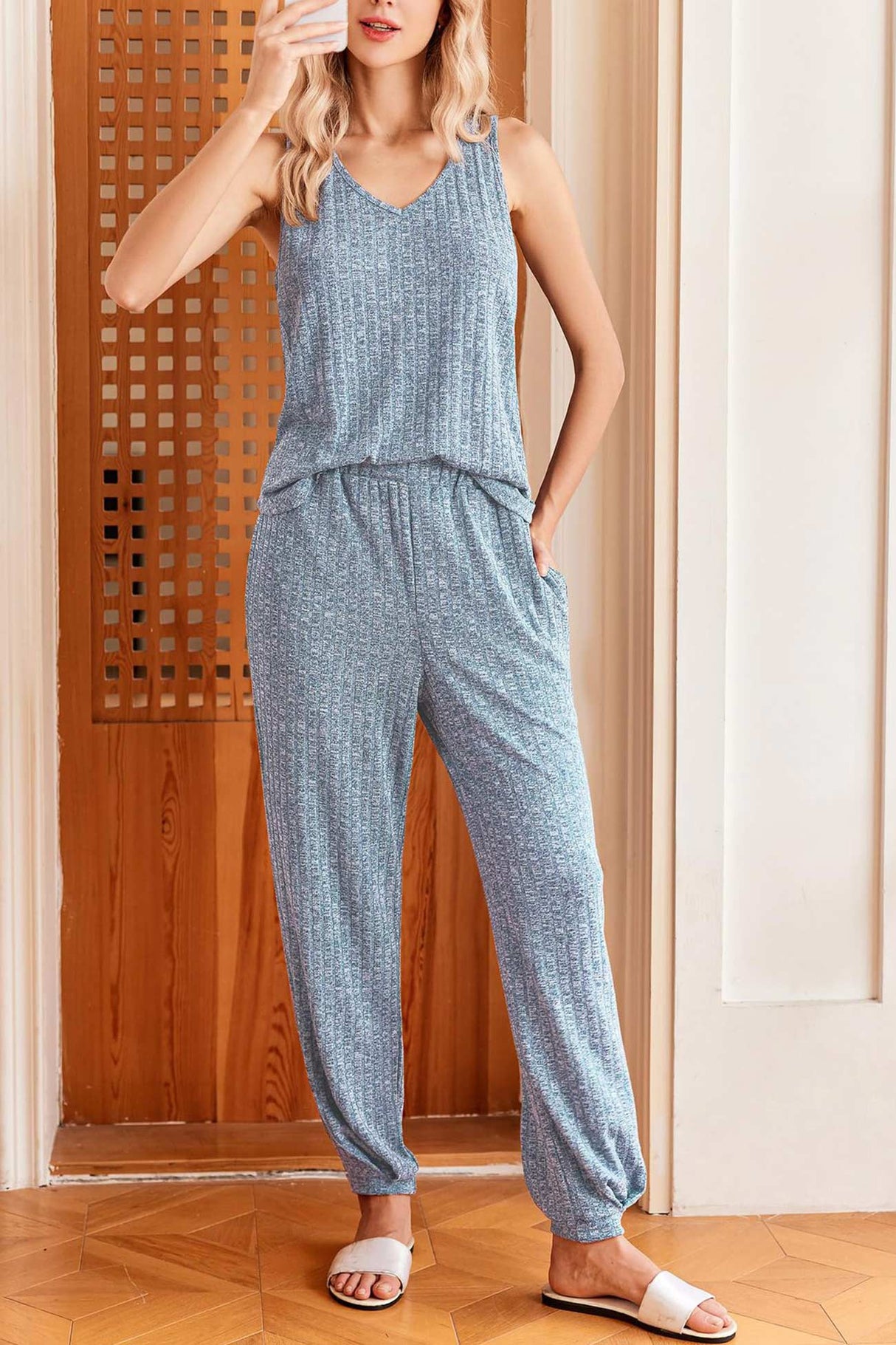 V Neck Tank Top Knit Suits