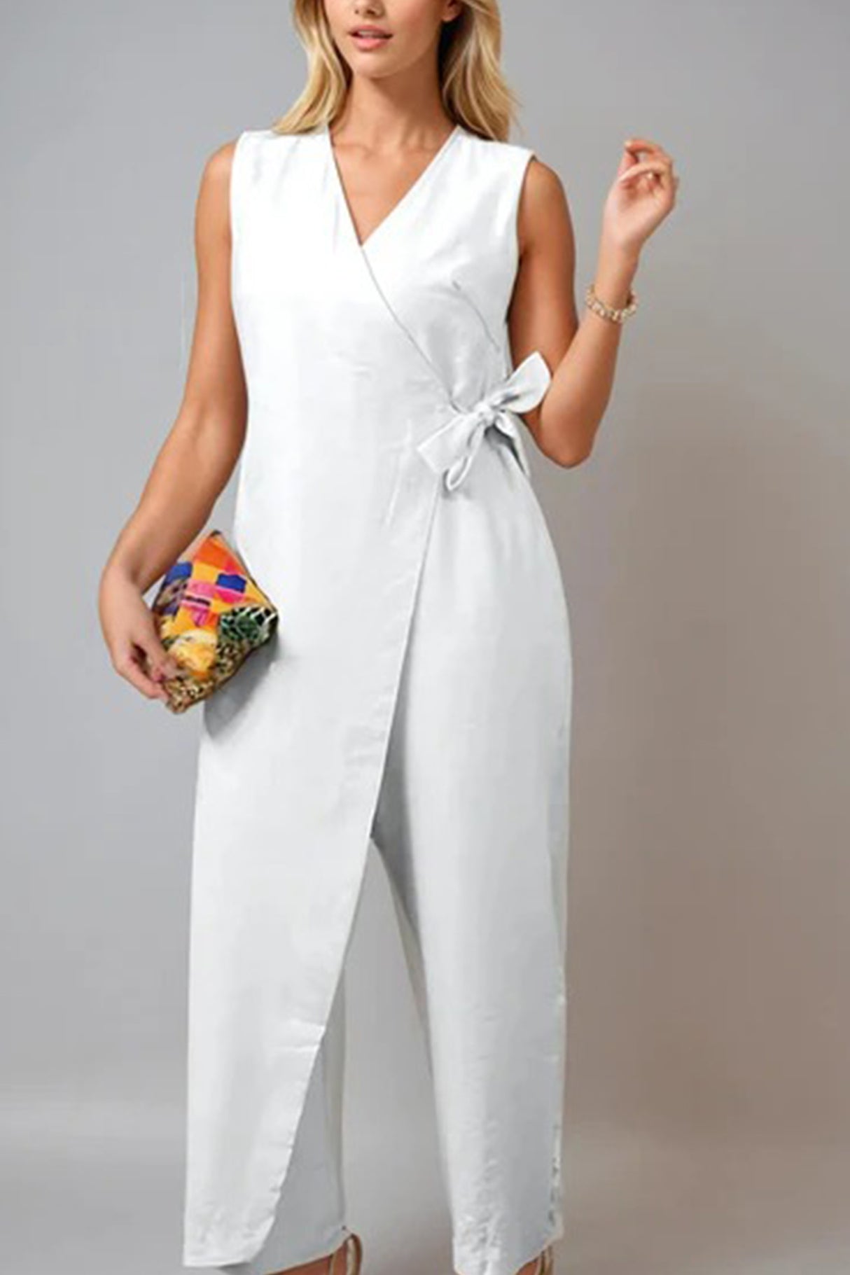 Arolora V Neck Zip-up Strappy Jumpsuits
