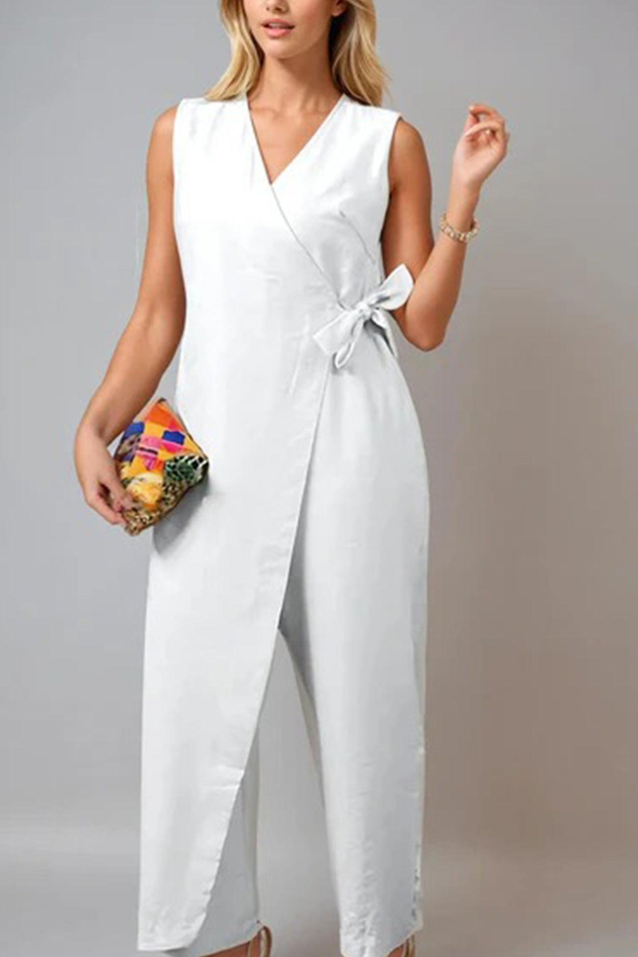 Arolora V Neck Zip-up Strappy Jumpsuits