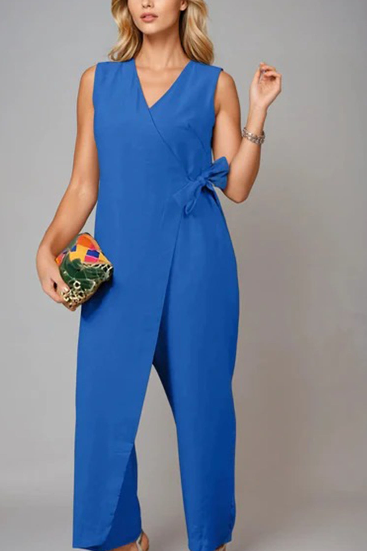 Arolora V Neck Zip-up Strappy Jumpsuits