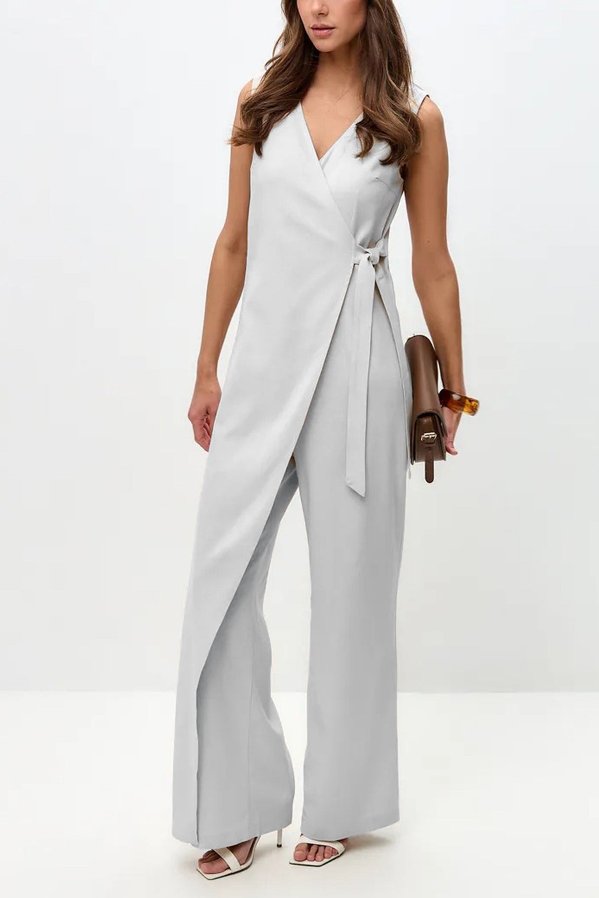 V Neck Zip-up Strappy Jumpsuits