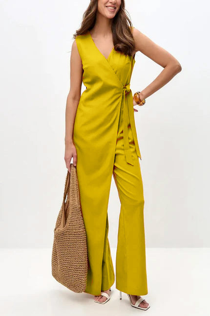 V Neck Zip-up Strappy Jumpsuits