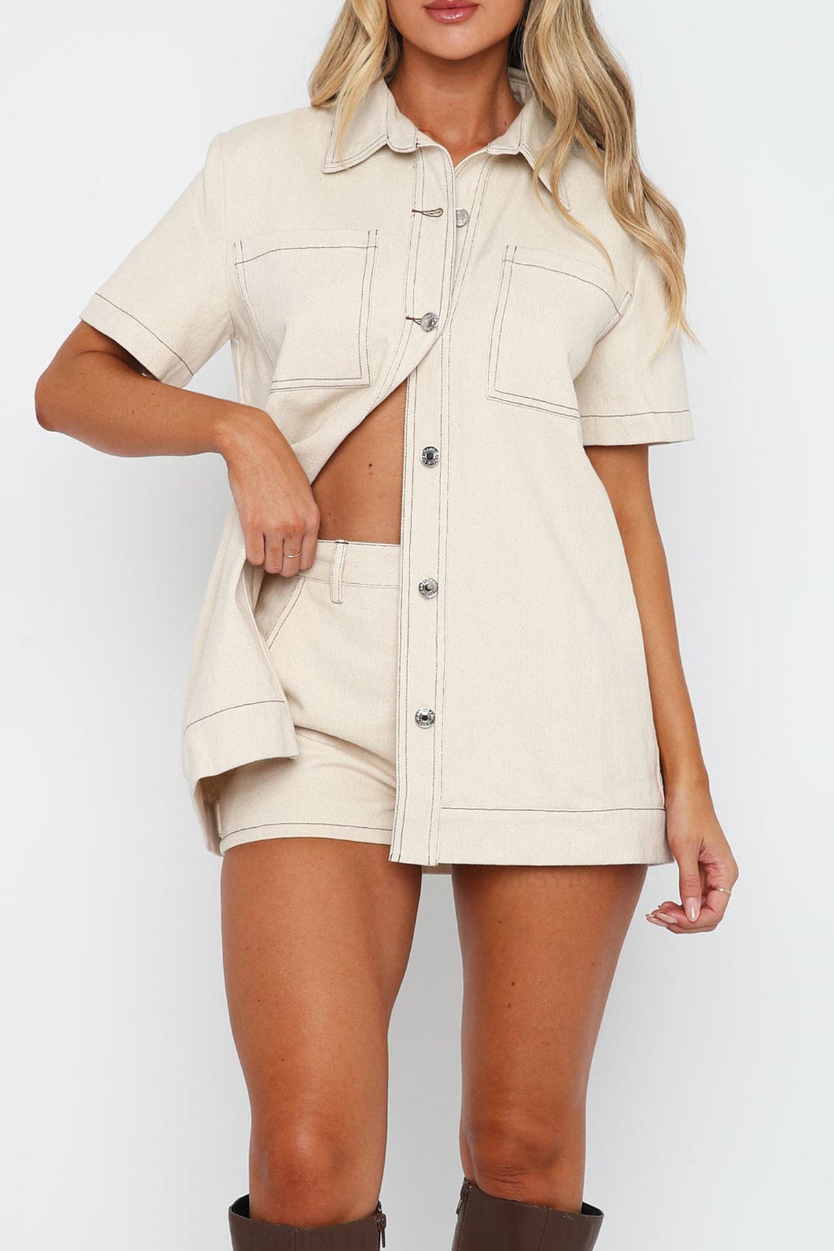 Vintage Cargo Shirt Shorts Set