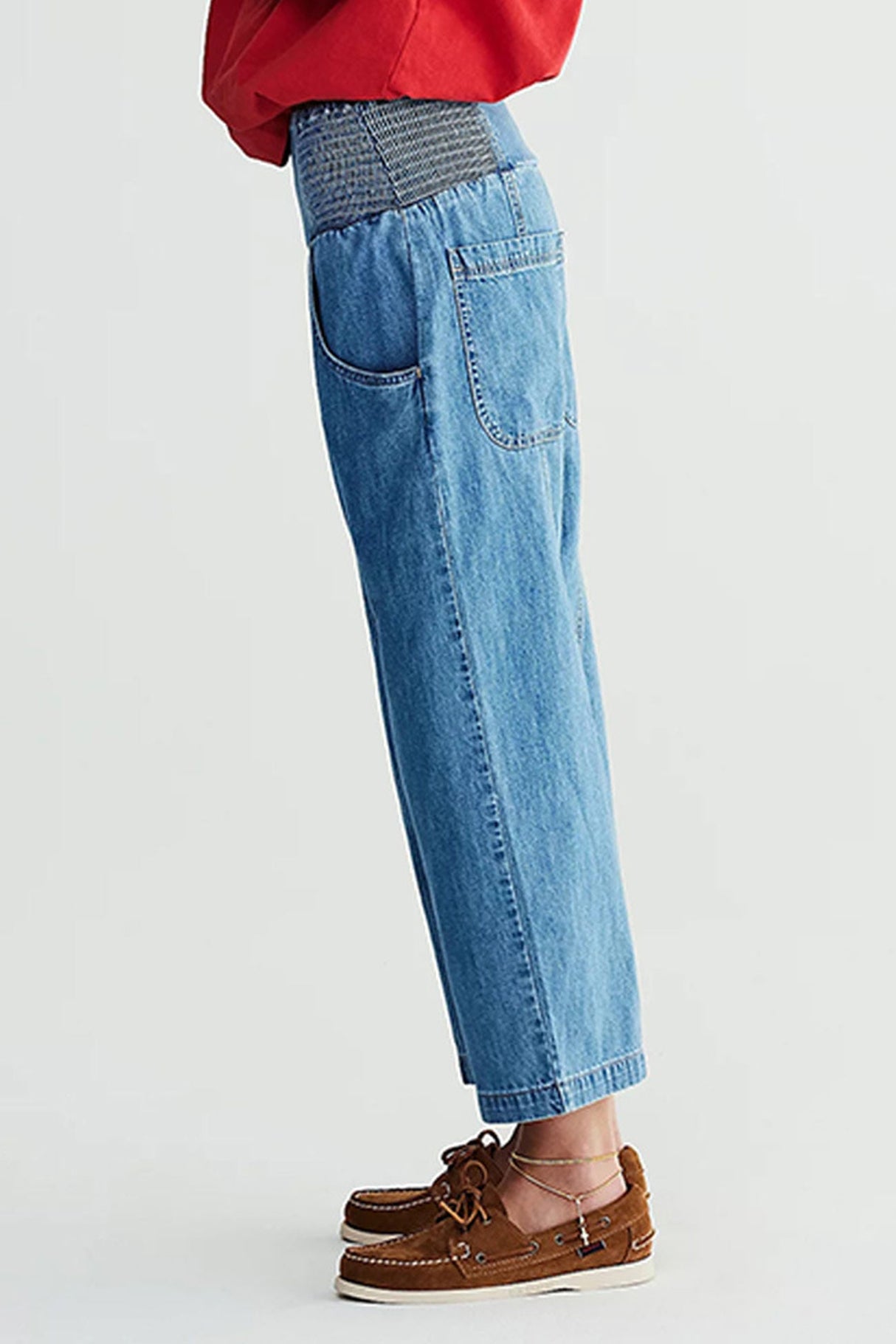 Arolora wash-low-rise-baggy-haren-jeans
