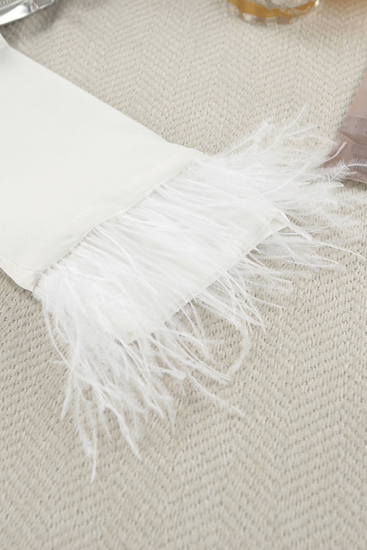 Arolora White Fuzzy Tie-up Shirt Shorts Set