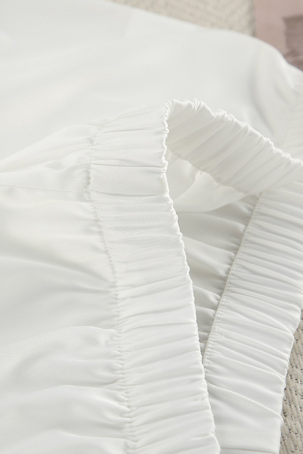 Arolora White Fuzzy Tie-up Shirt Shorts Set