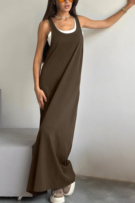 Arolora white-knit-tank-solid-sundress-two-piece-outfits