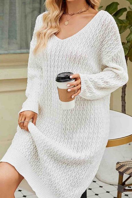 Solid Color Long Knitted Sweater Dress