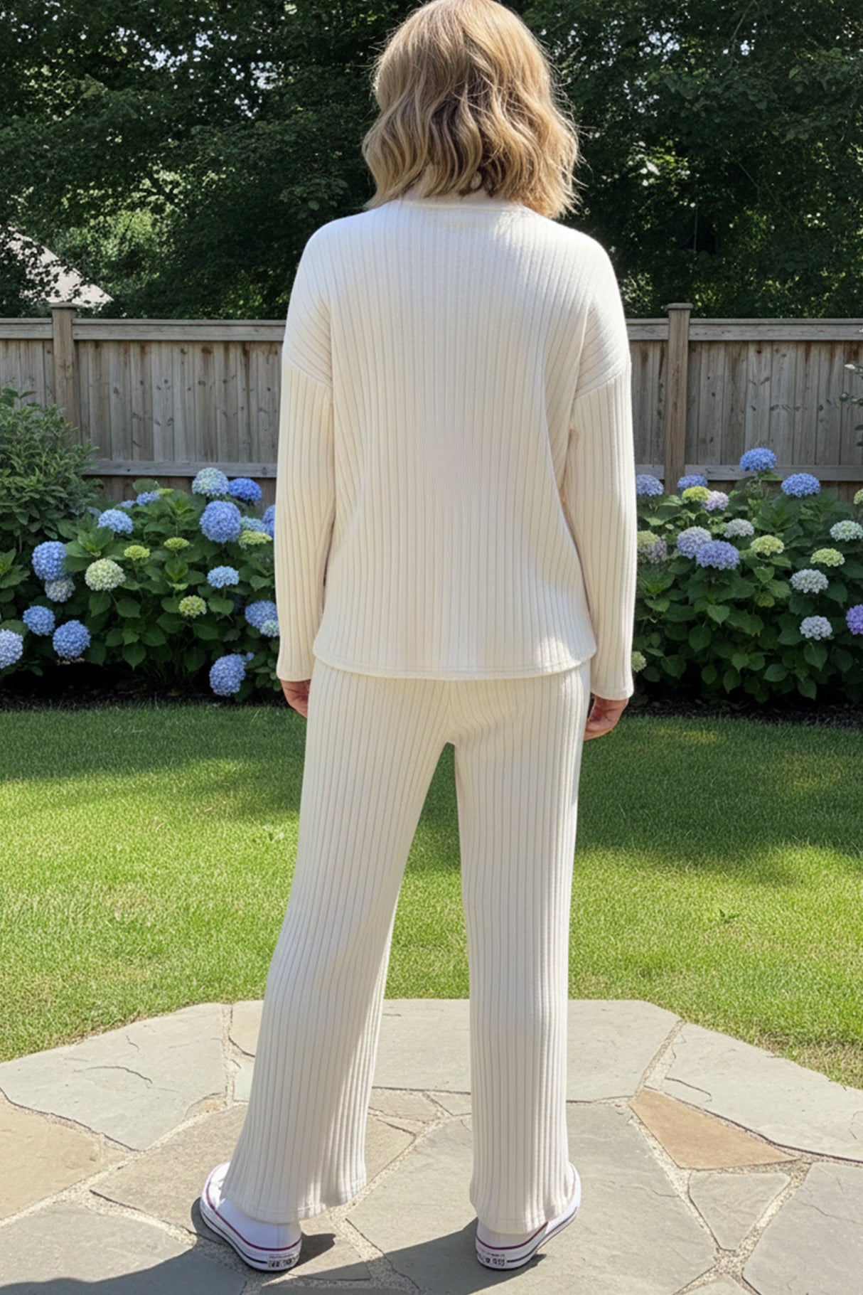 Zip-up Slit Ribbed Knit Two-piece outfit