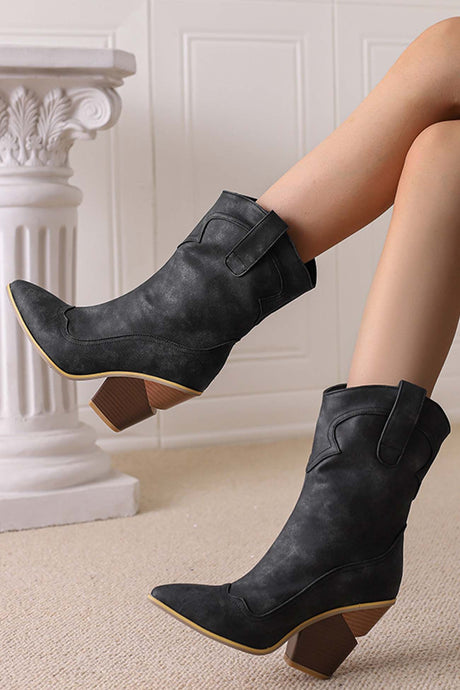Pointed Toe Western Mid-Calf Boots