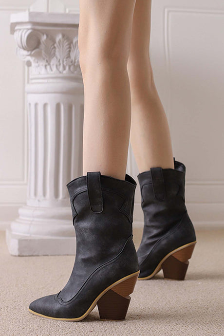 Pointed Toe Western Mid-Calf Boots