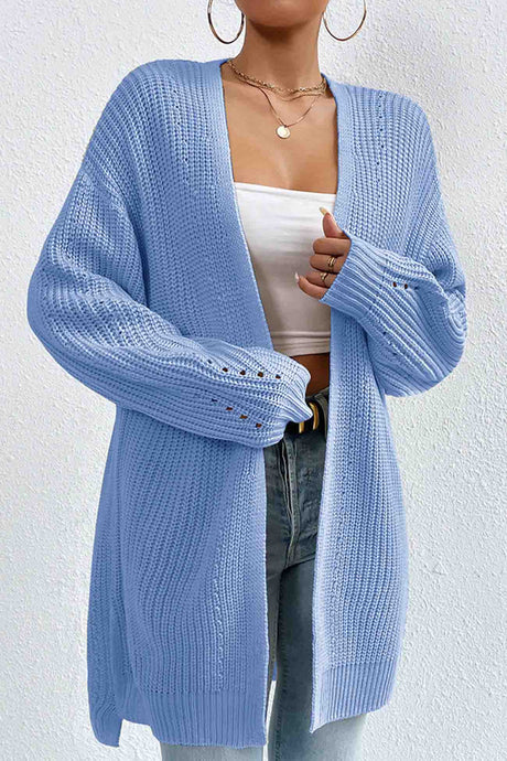Solid Open Front Mid-Length Cardigan