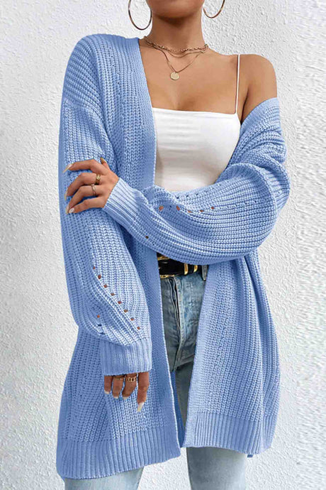 Solid Open Front Mid-Length Cardigan